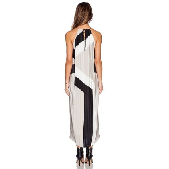 Tibi Revolve Maritime Border Midi Dress Size 0 NWT Ecru Multi Pleated Silk - Picture 2 of 16